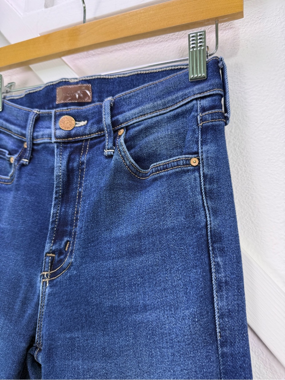 Mother Denim The Outsider Ankle Fray In Uncharted Waters Mid Rise Flare Size 24 - Picture 3 of 15